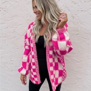 Krista Horton x Pink Lily Checkered Cardigan